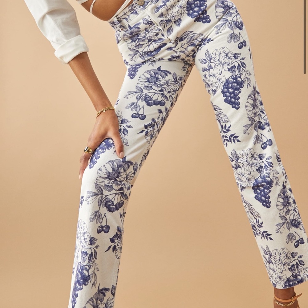 Reformation - Cynthia Toile High Rise Straight Jeans